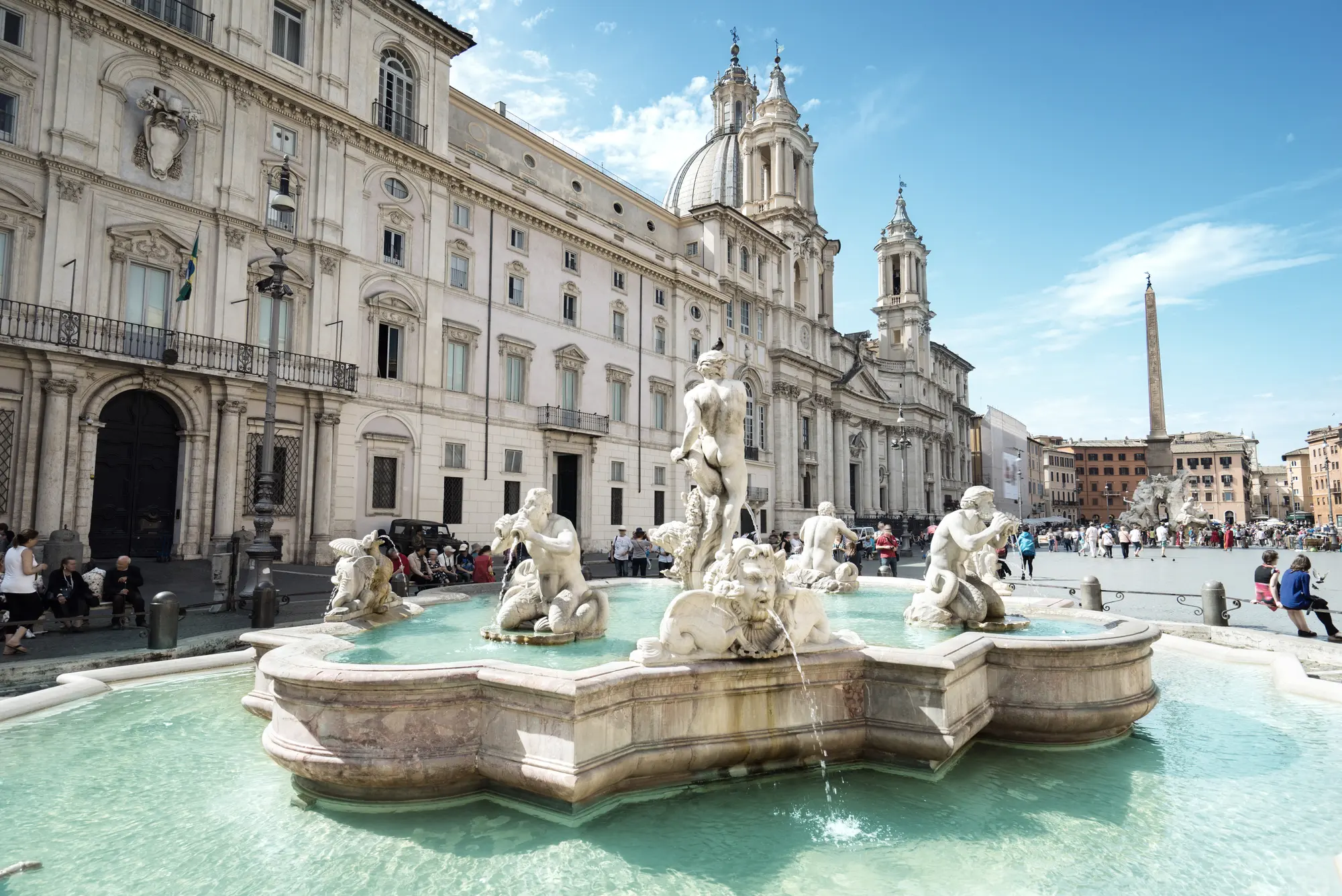 Piazza Navona a Roma, con la fontana del Moro e le architetture barocche